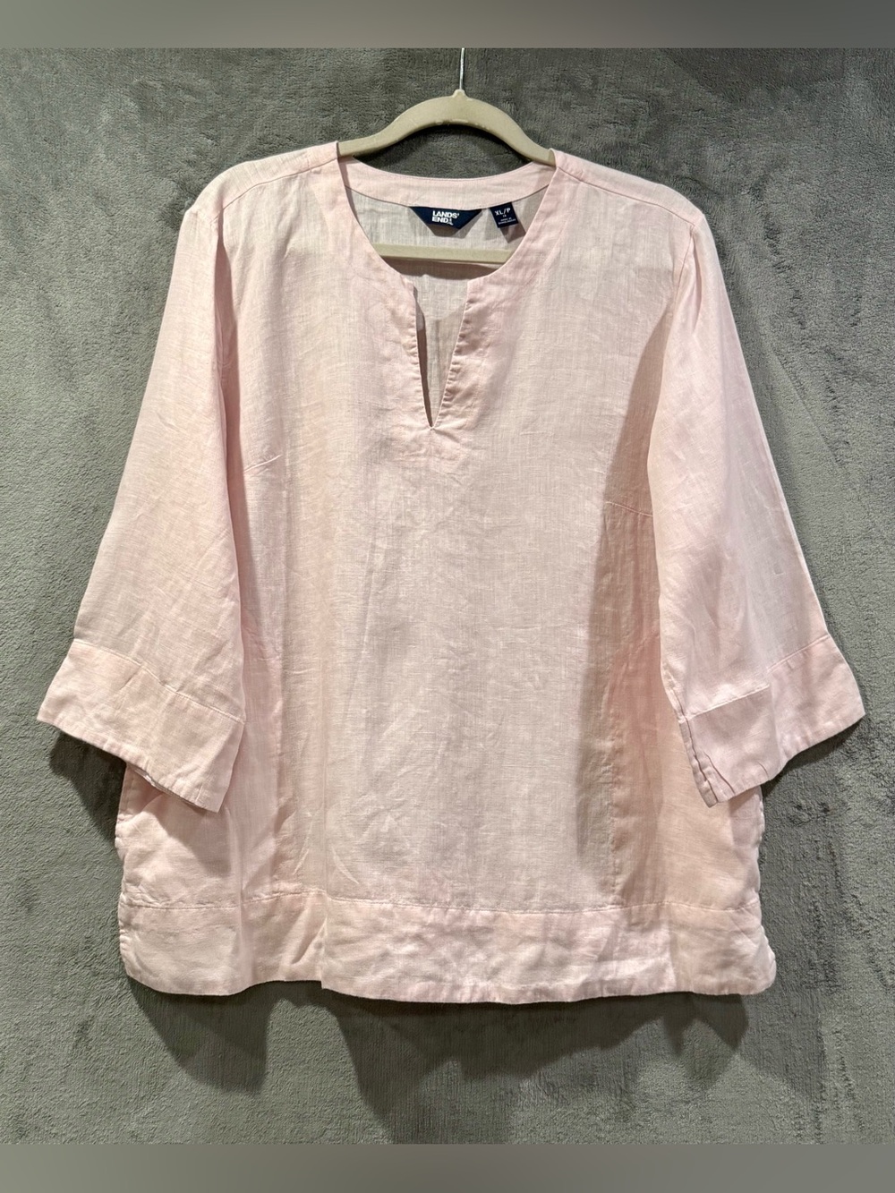 Lands‎ End 100% Linen Pink Tunic Women’s Size  XL/P  Beach Cruise Resortwear